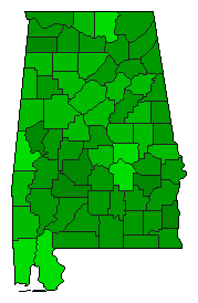 2014 Alabama County Map of Open Primary Election Results for Referendum