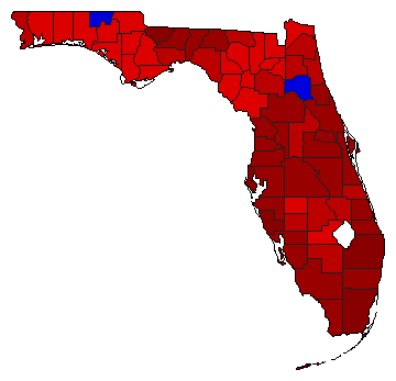 2014 Florida County Map of Democratic Primary Election Results for Governor