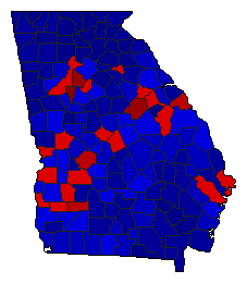 2014 Georgia County Map of General Election Results for Agriculture Commissioner