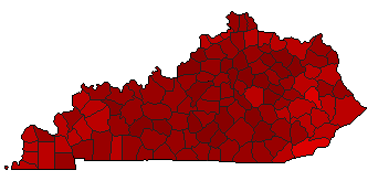 2014 Kentucky County Map of Democratic Primary Election Results for Senator