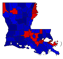 2014 Louisiana County Map of General Election Results for Senator