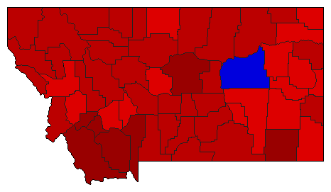 2014 Montana County Map of Democratic Primary Election Results for Senator