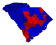 2014 South Carolina County Map of General Election Results for Senator