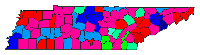 2014 Tennessee County Map of Democratic Primary Election Results for Senator