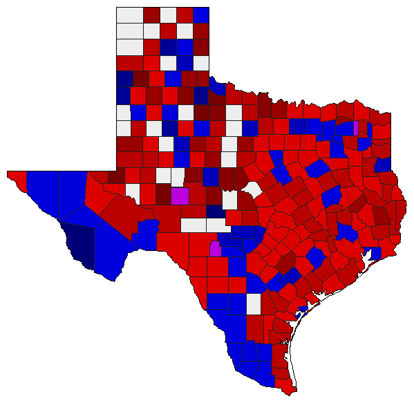 2014 Texas County Map of Democratic Runoff Election Results for Agriculture Commissioner