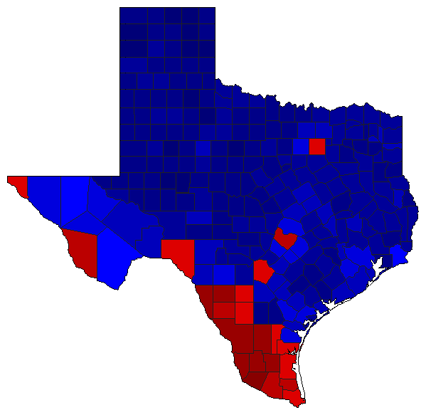 2014 Texas County Map of General Election Results for Lt. Governor