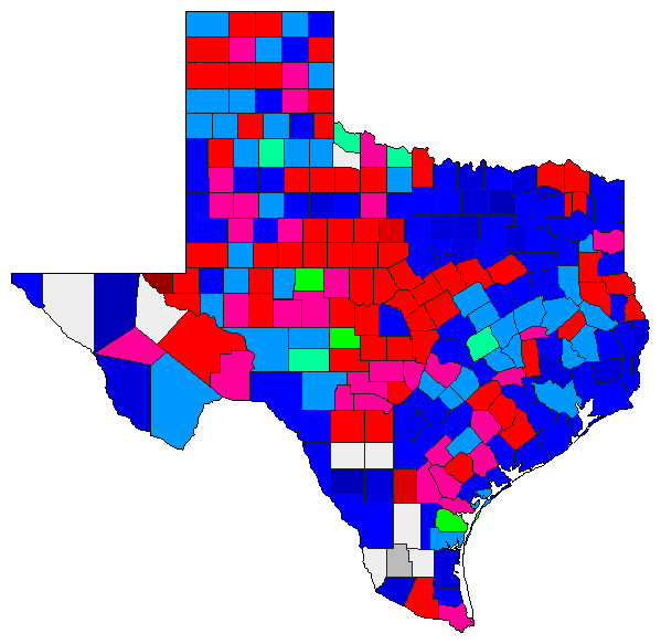 2014 Texas County Map of Republican Primary Election Results for Attorney General