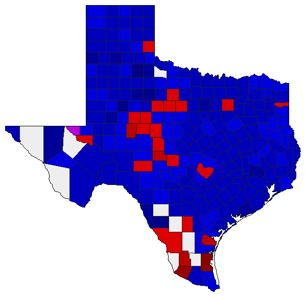 2014 Texas County Map of Republican Runoff Election Results for Attorney General