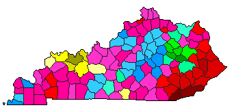2015 Kentucky County Map of Democratic Primary Election Results for State Treasurer
