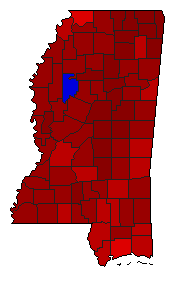 2015 Mississippi County Map of Democratic Primary Election Results for Lt. Governor