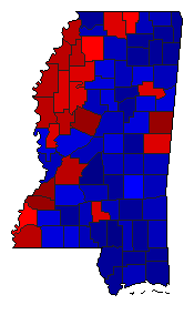 2015 Mississippi County Map of General Election Results for Secretary of State