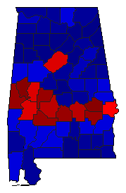 2016 Alabama County Map of General Election Results for President