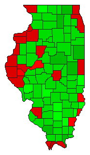 2016 Illinois County Map of Democratic Primary Election Results for President