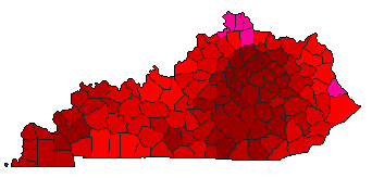 2016 Kentucky County Map of Democratic Primary Election Results for Senator