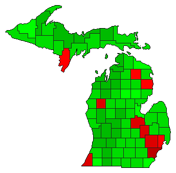 2016 Michigan County Map of Democratic Primary Election Results for President