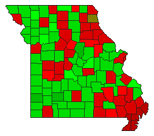 2016 Missouri County Map of Democratic Primary Election Results for President