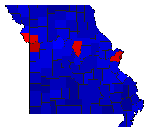 2016 Missouri County Map of General Election Results for Senator