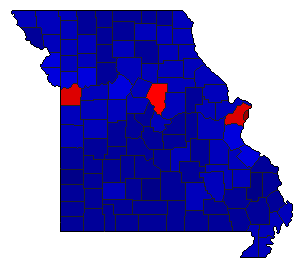 2016 Missouri County Map of General Election Results for State Treasurer
