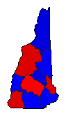 2016 New Hampshire County Map of General Election Results for President