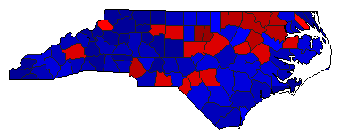 2016 North Carolina County Map of General Election Results for President