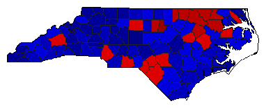 2016 North Carolina County Map of General Election Results for Agriculture Commissioner