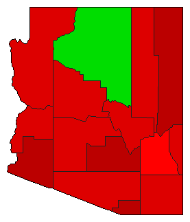 2016 Arizona County Map of Democratic Primary Election Results for President
