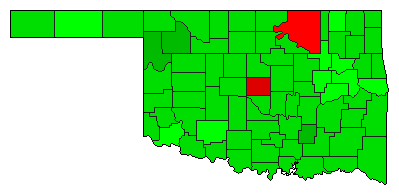 2016 Oklahoma County Map of Democratic Primary Election Results for President
