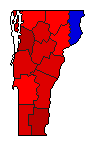 2016 Vermont County Map of General Election Results for President