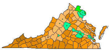 2016 Virginia County Map of Republican Primary Election Results for President