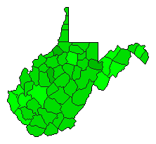 2016 West Virginia County Map of Democratic Primary Election Results for President