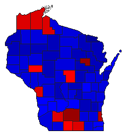2016 Wisconsin County Map of General Election Results for President