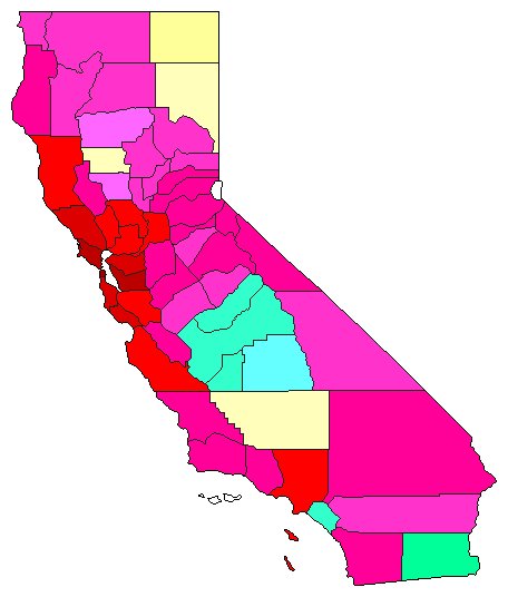 2016 California County Map of Open Primary Election Results for Senator