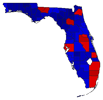 2018 Florida County Map of General Election Results for Governor