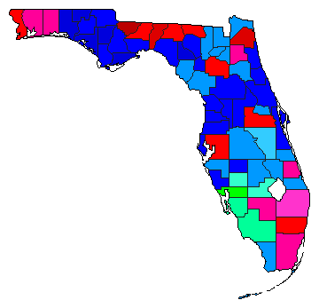 2018 Florida County Map of Democratic Primary Election Results for Governor
