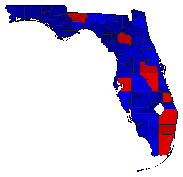 2018 Florida County Map of General Election Results for State Treasurer