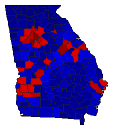 2018 Georgia County Map of General Election Results for Insurance Commissioner