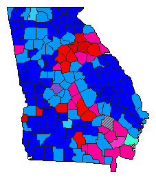 2018 Georgia County Map of Republican Primary Election Results for Governor