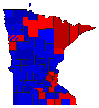2018 Minnesota County Map of General Election Results for Governor