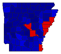 2018 Arkansas County Map of General Election Results for Lt. Governor