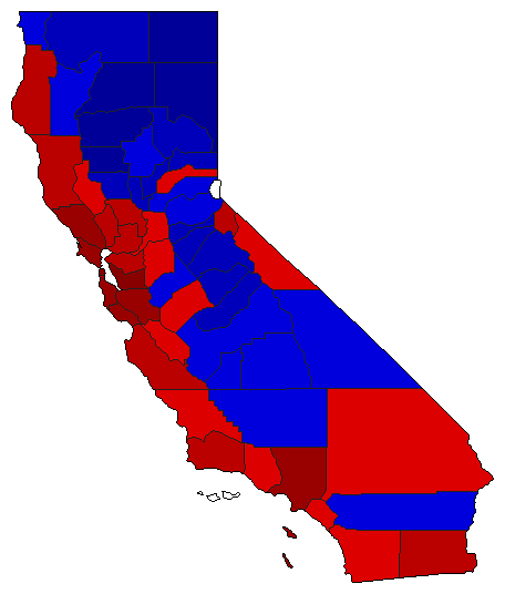 2018 California County Map of General Election Results for Governor