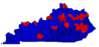 2019 Kentucky County Map of General Election Results for Governor