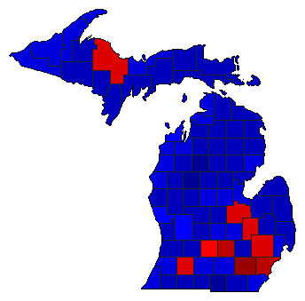 2020 Michigan County Map of General Election Results for Senator