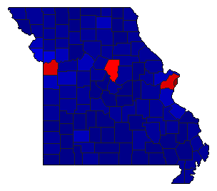 2020 Missouri County Map of General Election Results for Lt. Governor