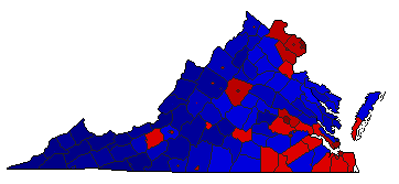 2020 Virginia County Map of General Election Results for President