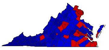 2020 Virginia County Map of General Election Results for Senator
