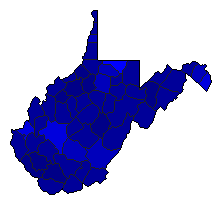 2020 West Virginia County Map of General Election Results for President