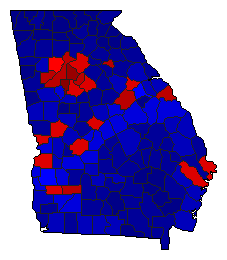2022 Georgia County Map of General Election Results for Secretary of State