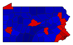 2022 Pennsylvania County Map of General Election Results for Senator