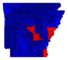 2022 Arkansas County Map of General Election Results for Lt. Governor