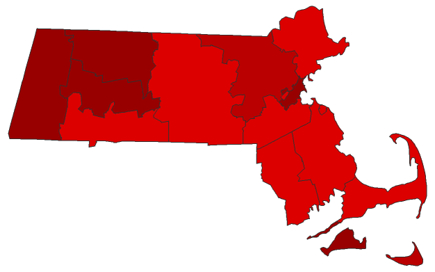 2014 Senatorial General Election - Massachusetts Election County Map